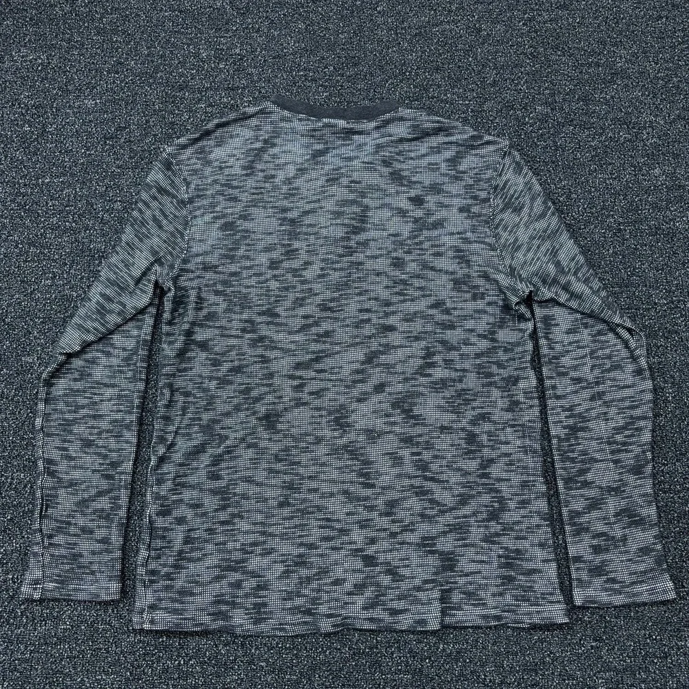 Nike Dri-FIT Waffle Knit‎ Long Sleeve Henley Shirt Mens Large Black Gray Camo